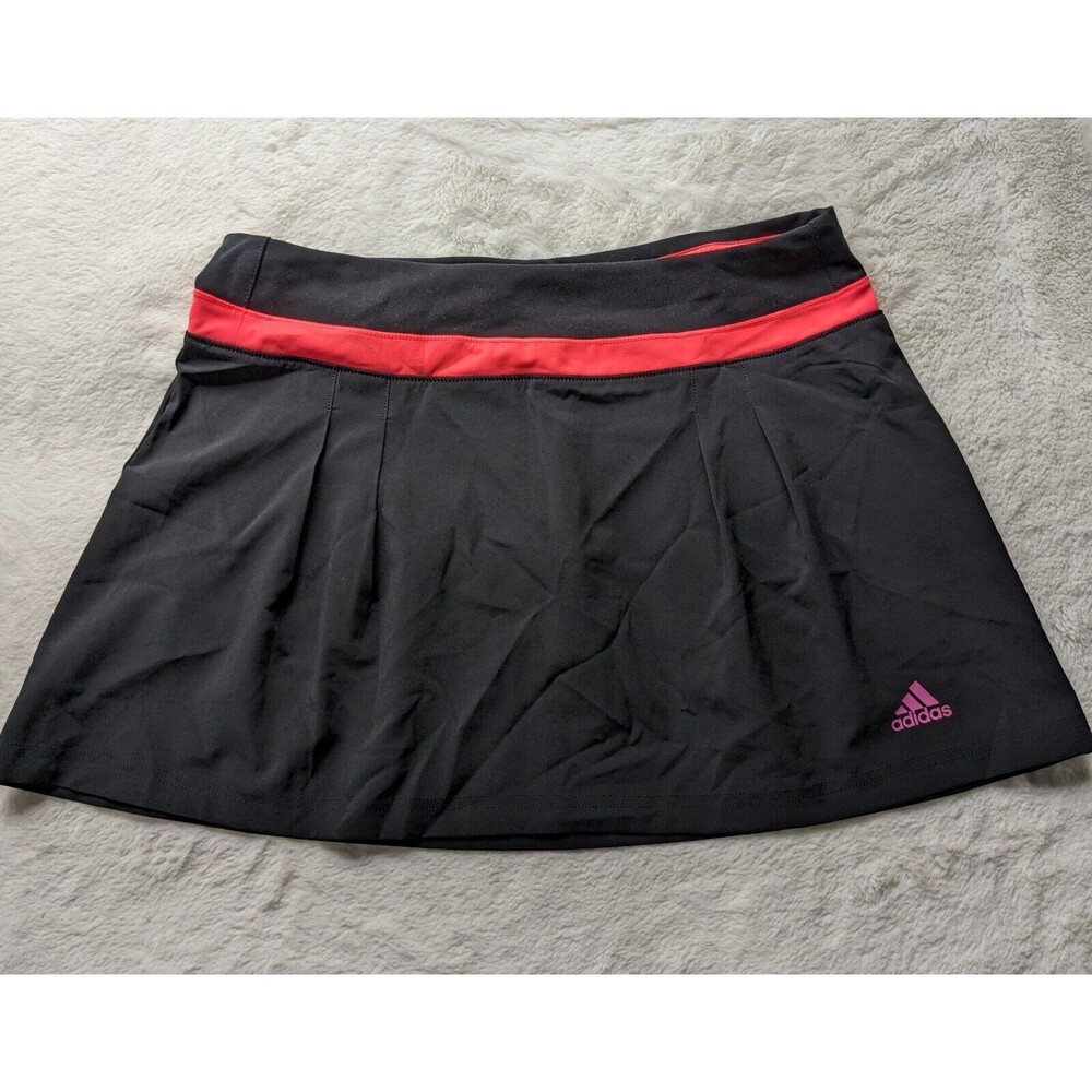 ADIDAS Womens Skort CLIMALITE Tennis Skirted Shorts Black/Orange Size S